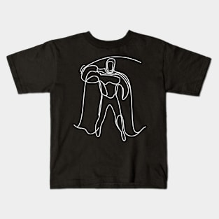 Minimalist white lines art Superhero Silhouette | Character 7 Kids T-Shirt